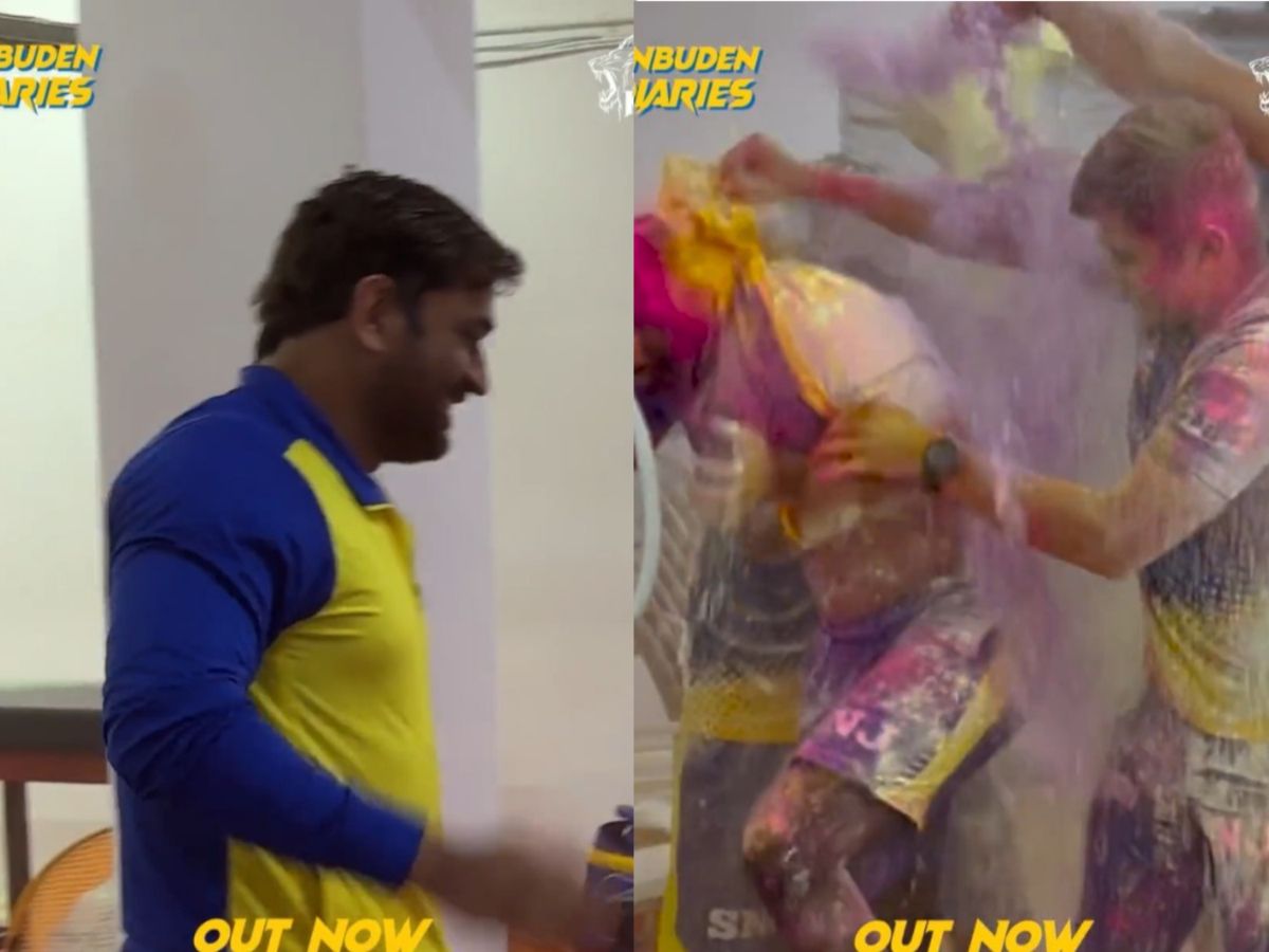 WATCH: MS Dhoni Smartly Saves Himself From Colours As CSK Players Celebrate Holi