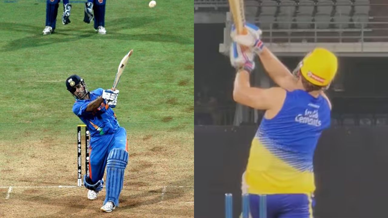 Ipl 2023 Csk Make Fans Nostalgic As Ms Dhoni Recreates Iconic 2011 Odi World Cup Winning Six 5980