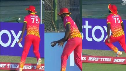 luke jongwe amazing catch in ICC World Cup qualifiers 2023 match against Oman
