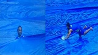 Hasan Ali Enjoy On Water Filled Covers After Rain in sl vs pak 2nd test watch Video