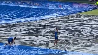 SL vs PAK 2nd Test: Hasan Ali Slides And Plays On Water-Filled Covers After Rain Stops Game On Day 2 – WATCH Viral Video