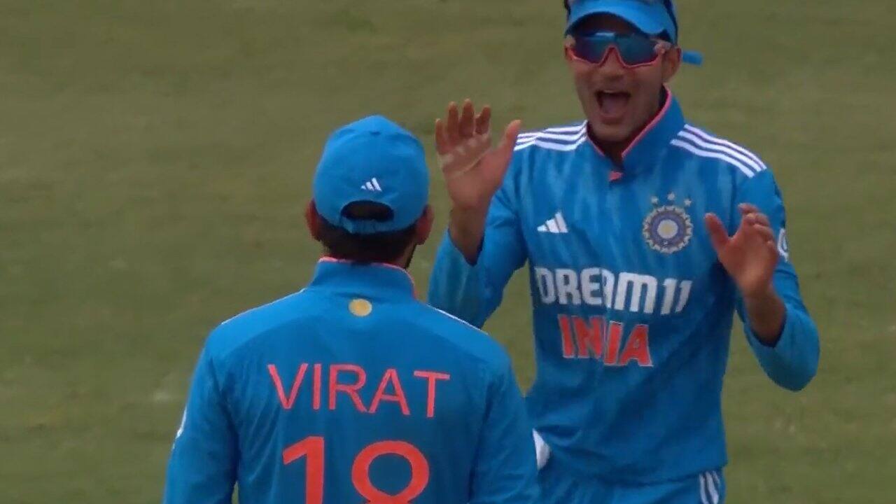 Shubman Gill reaction after virat kohli took a brilliant catch against west indies