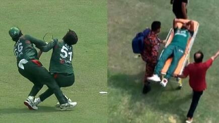 Bangladesh jaker ali taken to hospital after collision on fields four players injured in 3rd ODI
