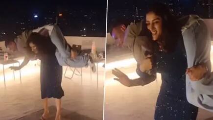 Watch Wrestler Sangeeta Phogat carried Yuzvendra Chahal on her shoulders and made a spin