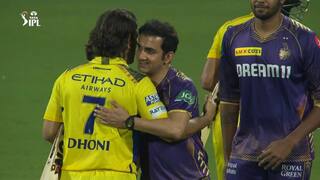 IPL 2024 Dhoni hugging Gambhir after the CSK vs KKR match in Chennai