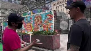 A staff member at Cricket Bowling Experience was teaching Dale Steyn how to bowl