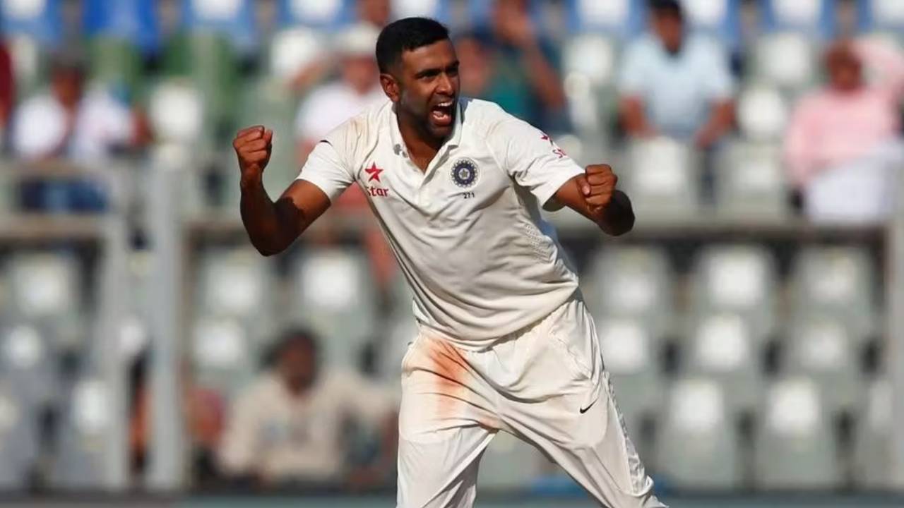 Ashwin taking a wicket during a Test