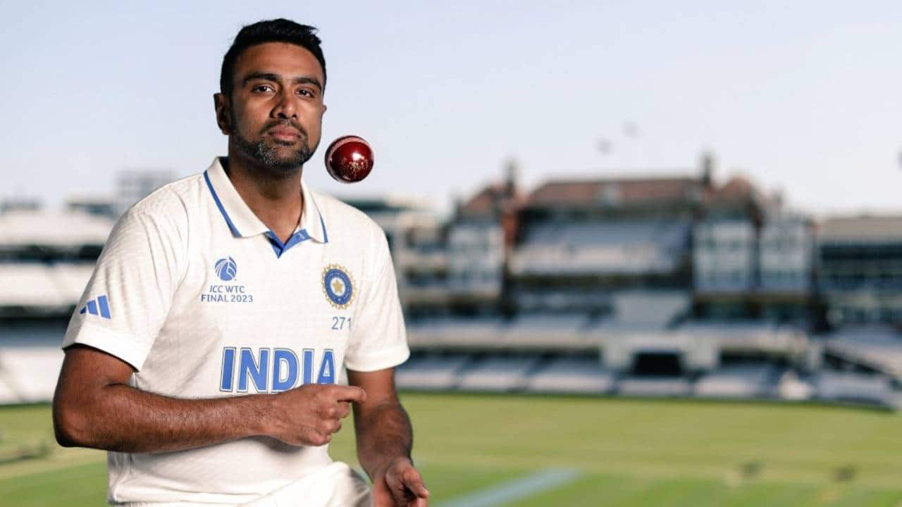Ashwin in a cricket stadium