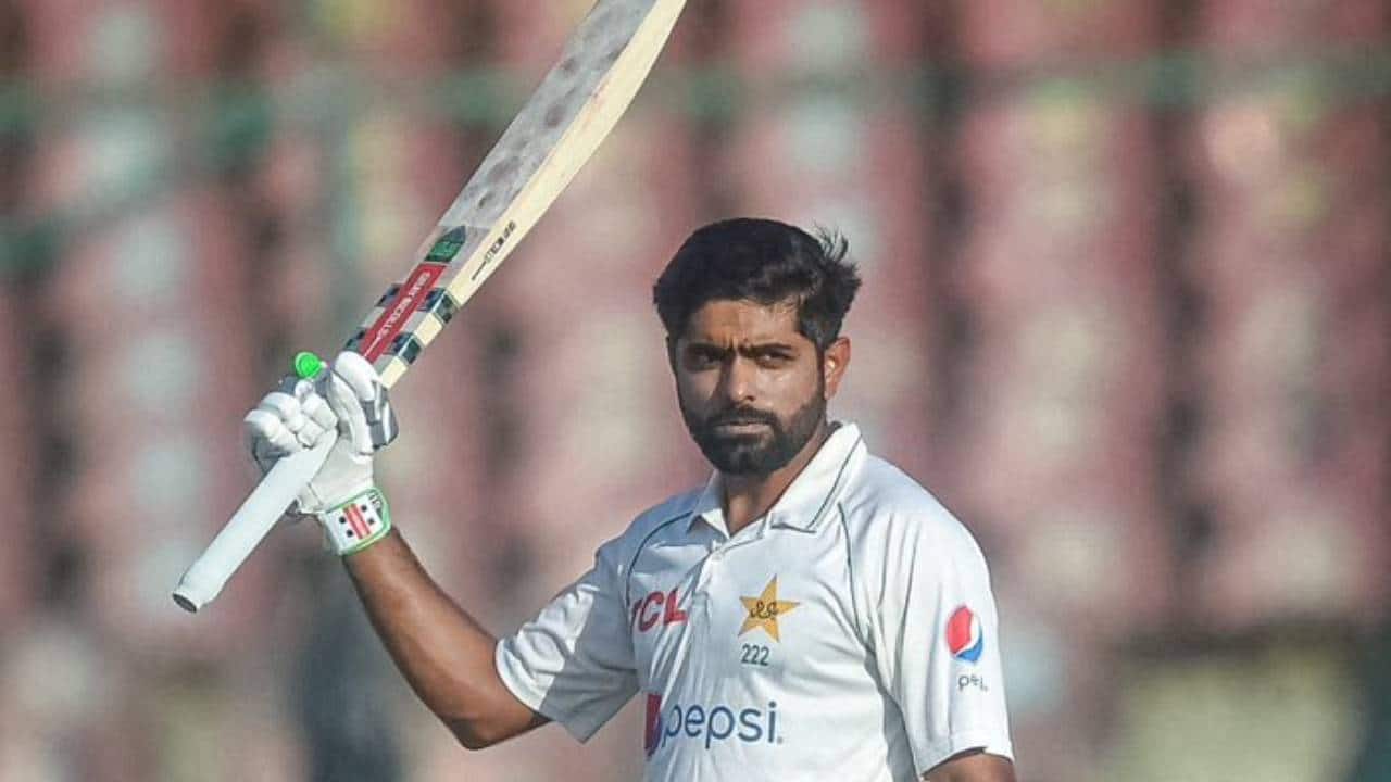 Babar Azam scoring a Test century