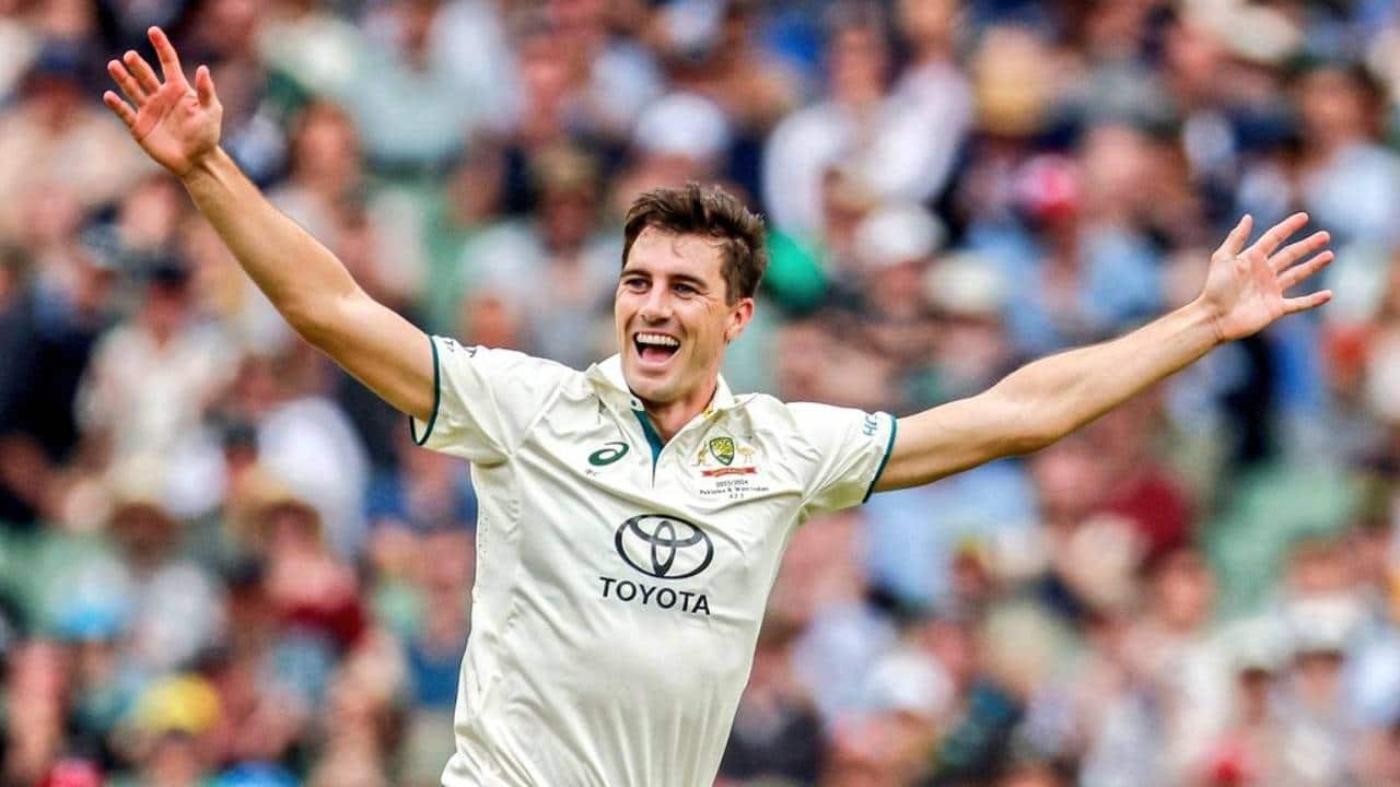 Cummins taking a Test wicket