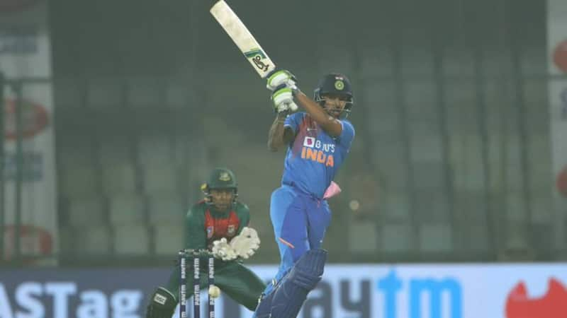 Dhawan batting against Bangladesh