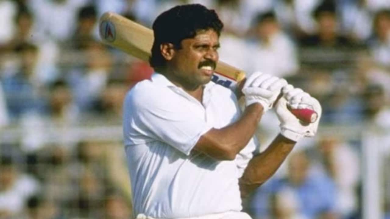 Kapil Dev batting during an ODI
