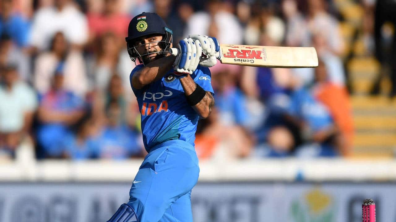 Kohli playing a great shot during a T20I