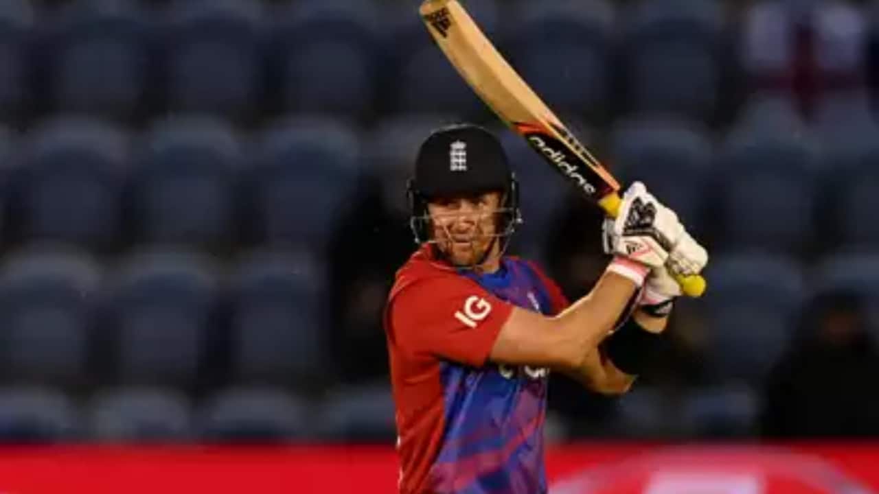 Livingstone smashes the ball for a boundary