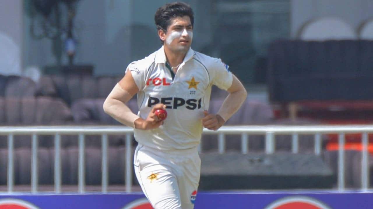 Naseem bowling for Pakistan