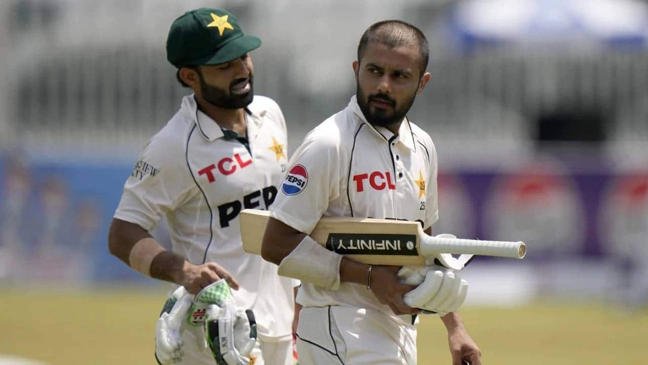 Rizwan and Shakeel heading back to the dugout
