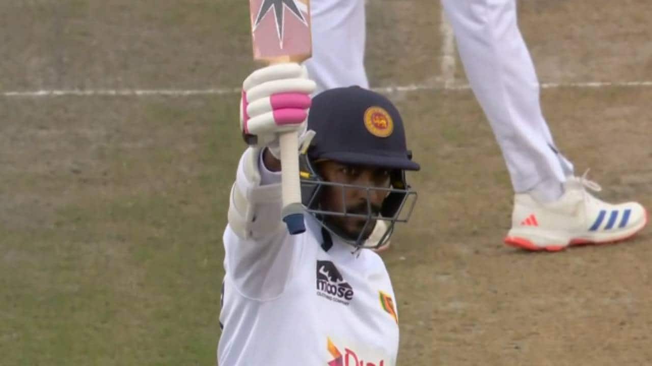 Rathnayake scoring a half-century on Test debut