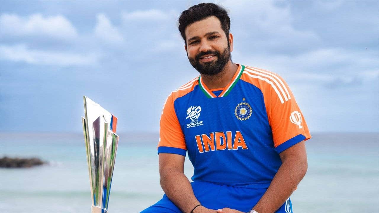 Rohit with the T20 World Cup trophy