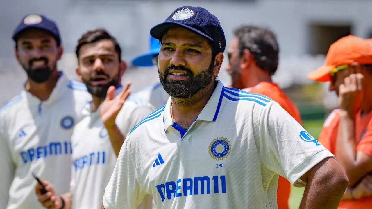 Rohit Sharma leading the India side in a Test match