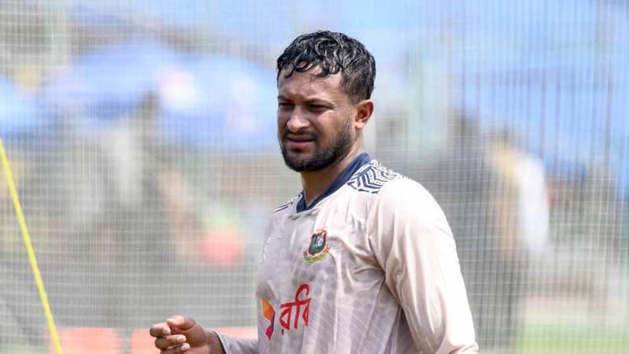 Shakib practicing in the nets