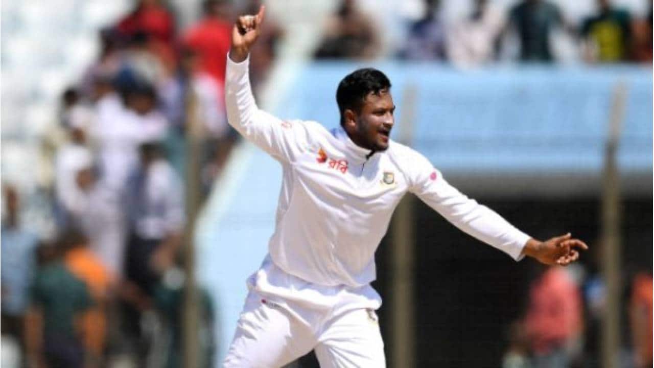 Shakib bowling during a Test