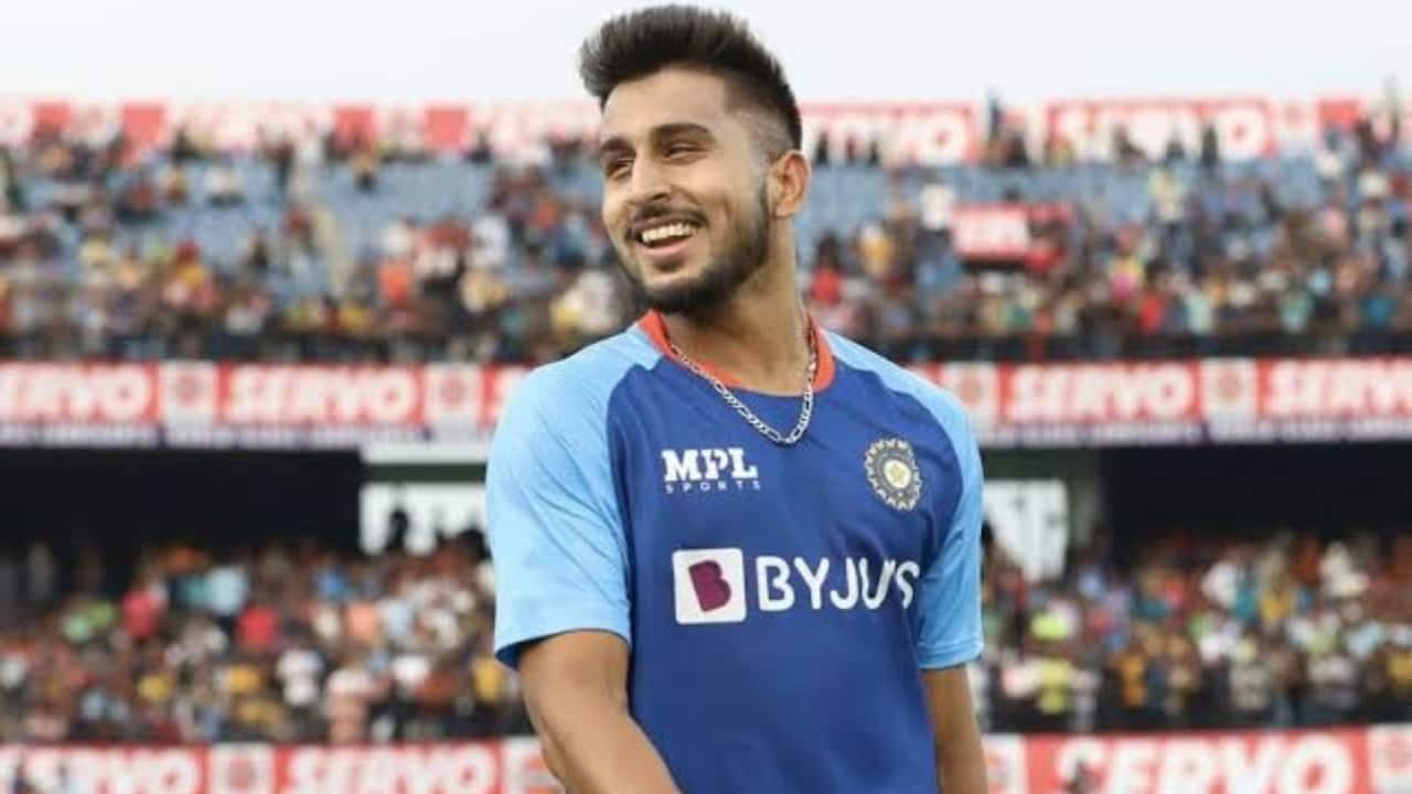 Umran practicing bowling in the nets