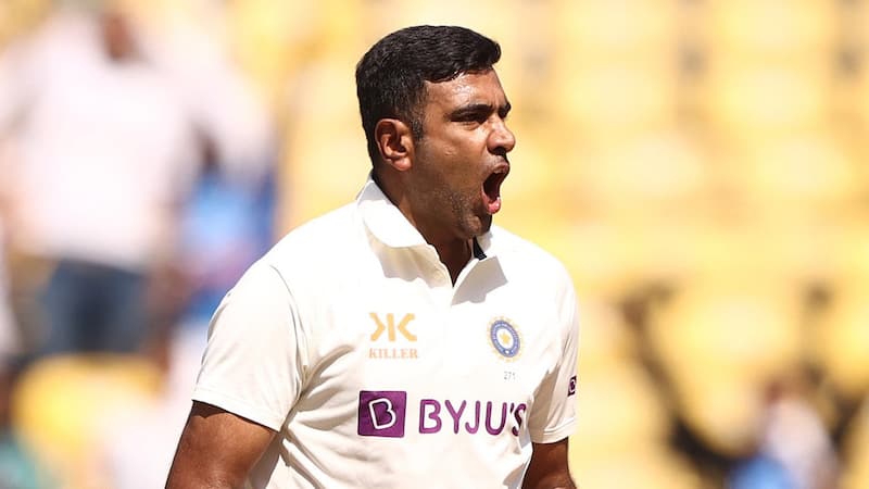 Ashwin taking a wicket during a Test match