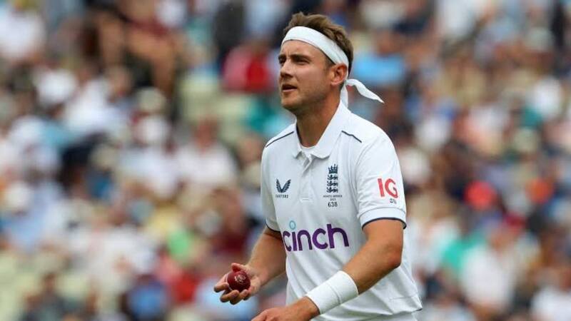 Broad bowling during a Test