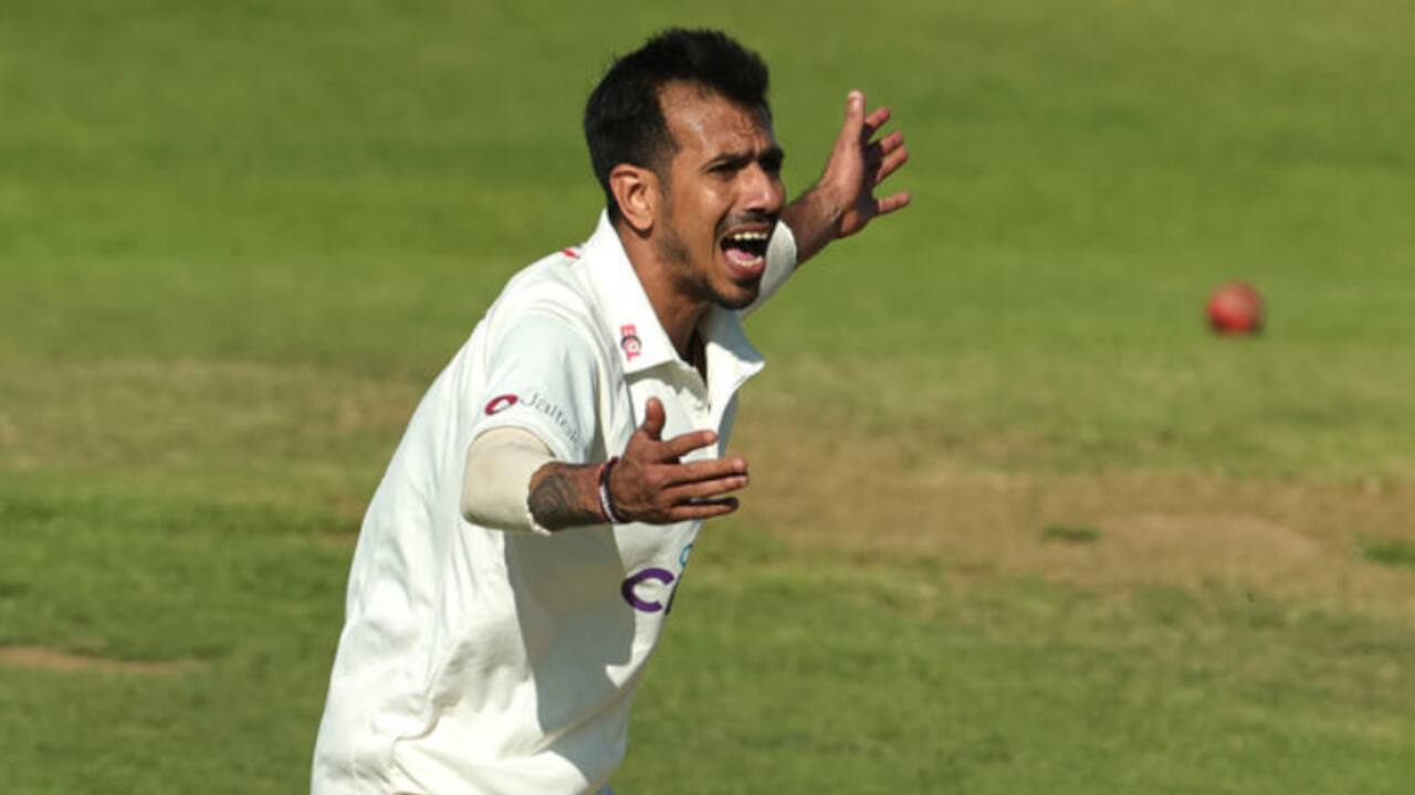 Chahal taking a wicket for Northamptonshire