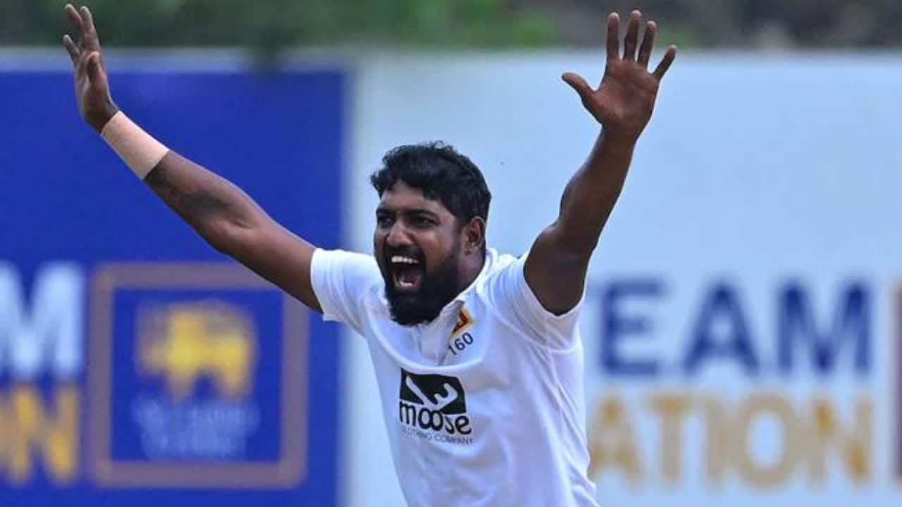 Jayasuriya taking a wicket against New Zealand
