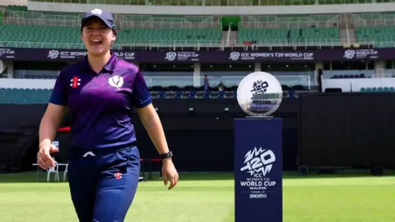 Kathryn Bryce with the ICC trophy