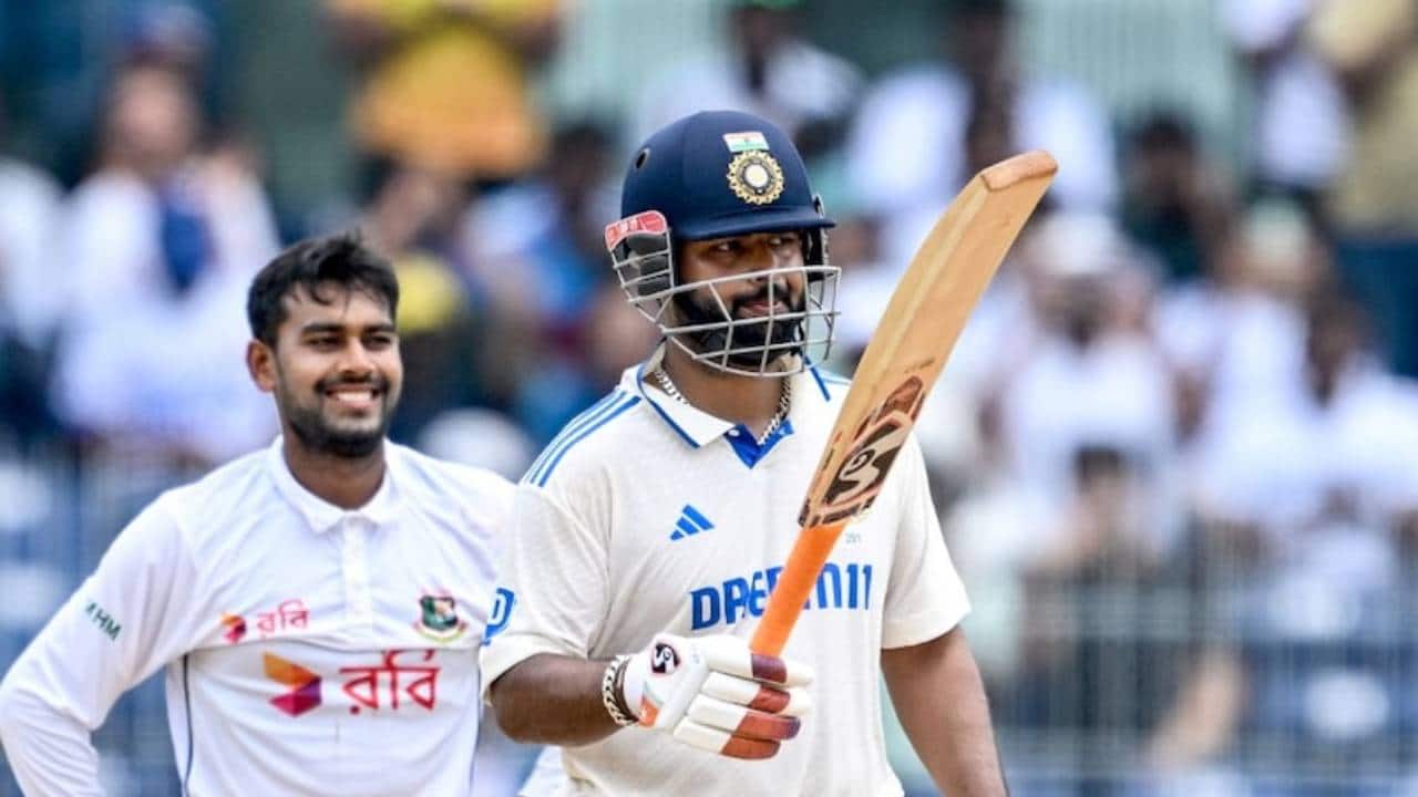 Pant scoring a fifty against Bangladesh