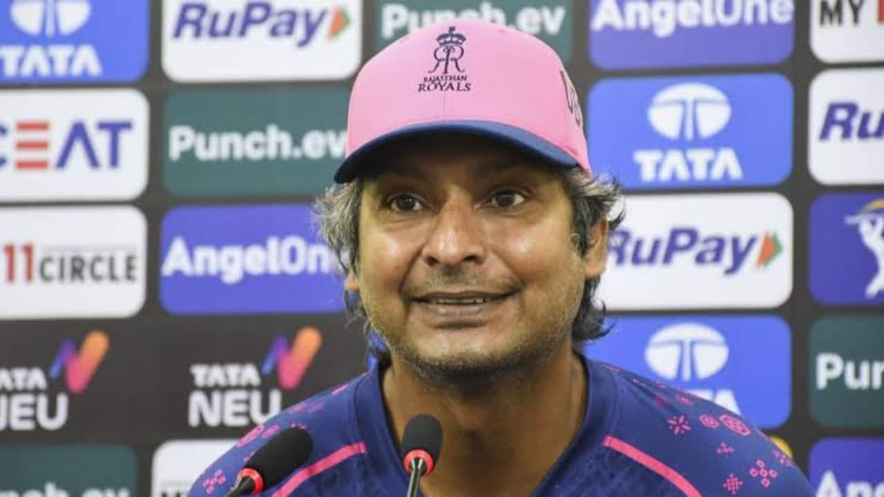 Sangakkara speaking at a press-conference