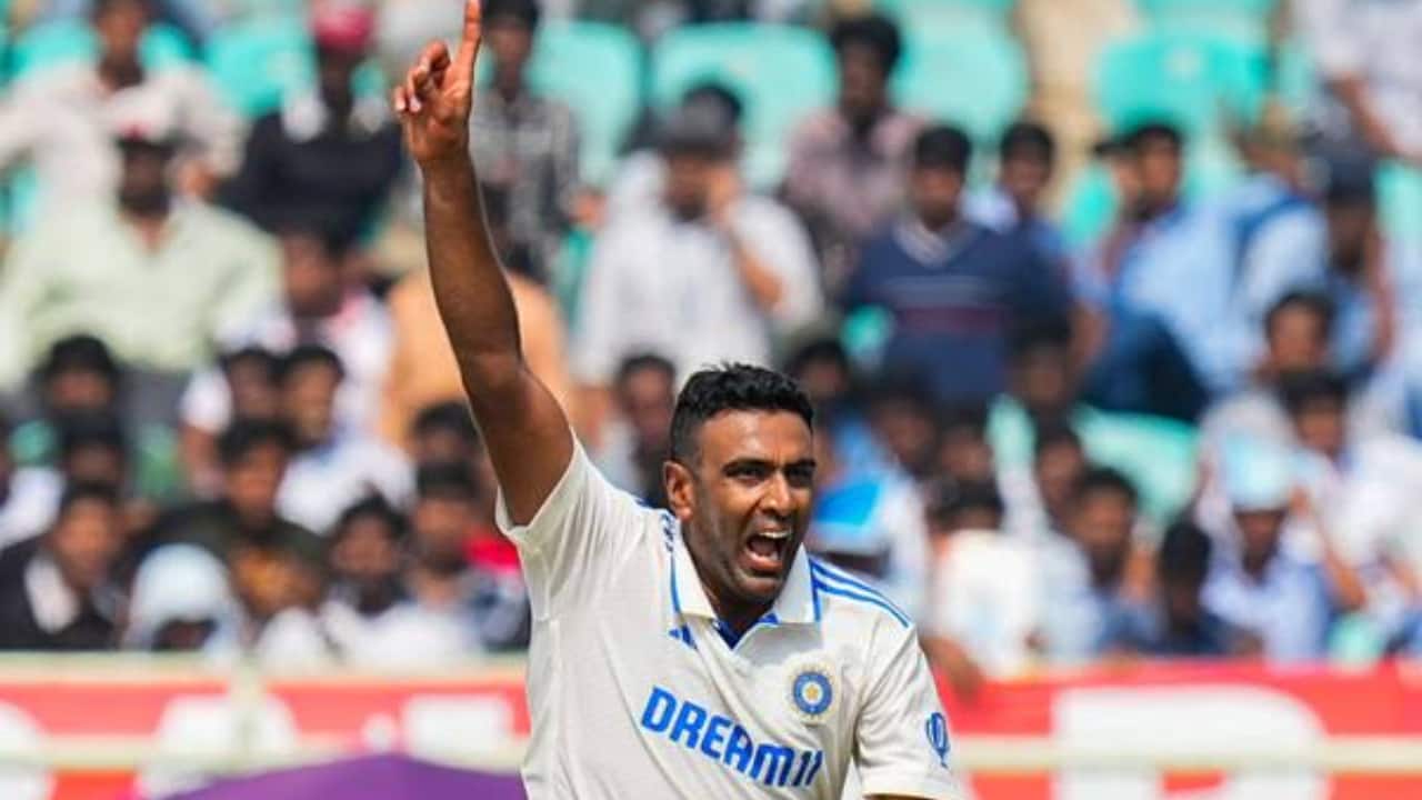 Ashwin taking a Test wicket