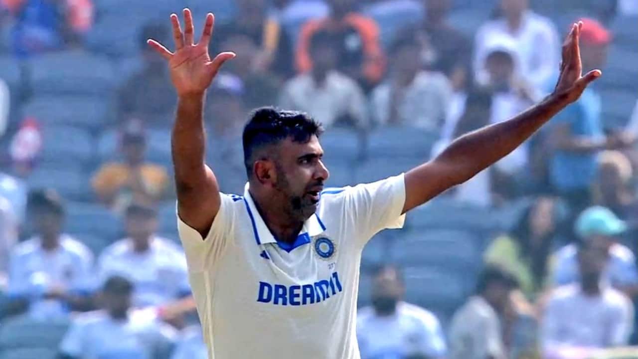 Ashwin taking a Test wicket