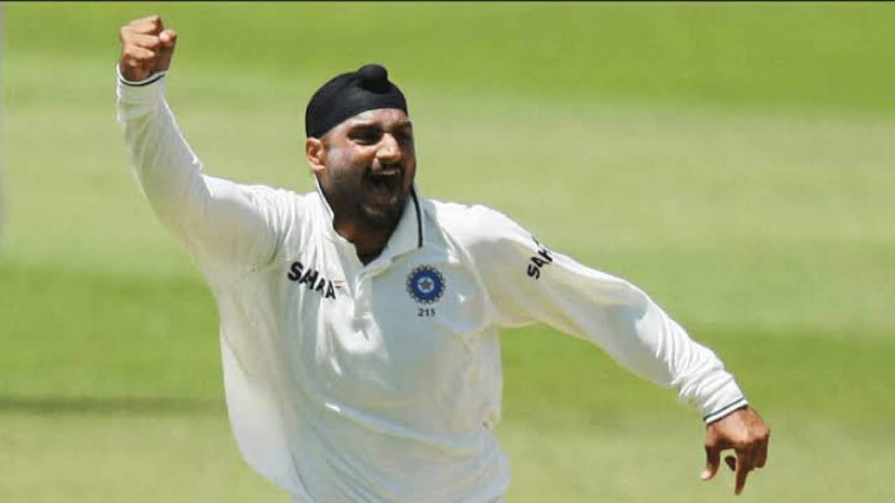Harbhajan taking a wicket during a Test match