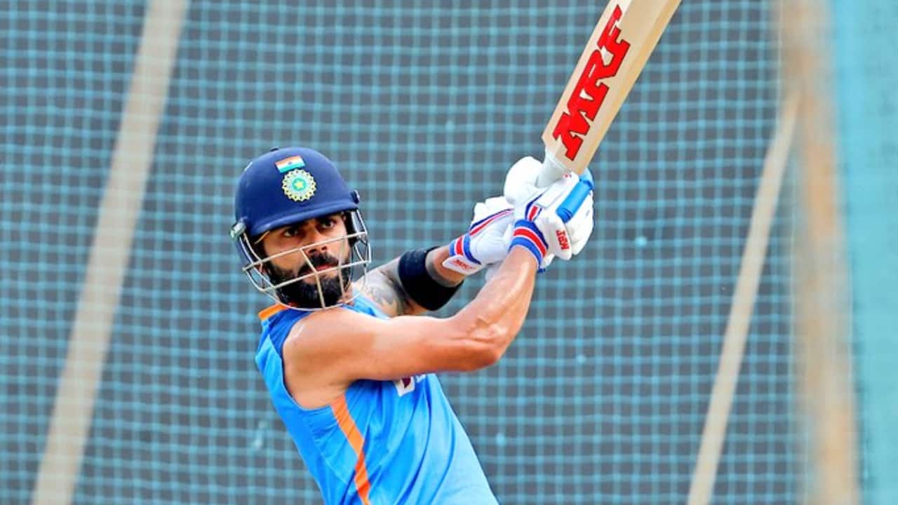 Kohli practicing in the nets