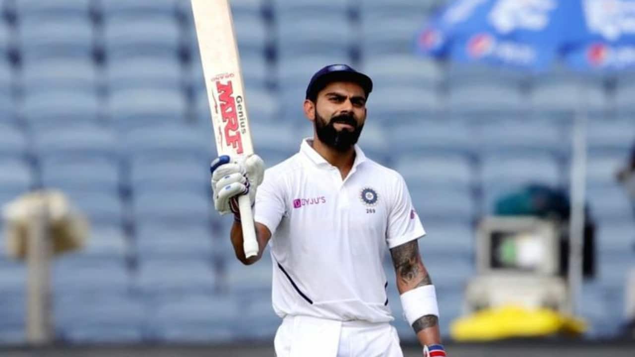 Kohli scoring a double-century during a Test match