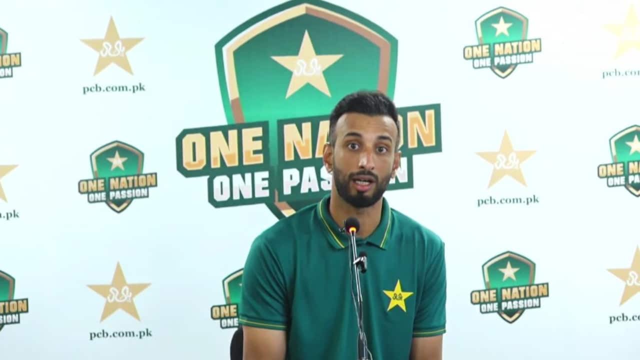 Shan Masood speaks during a press conference