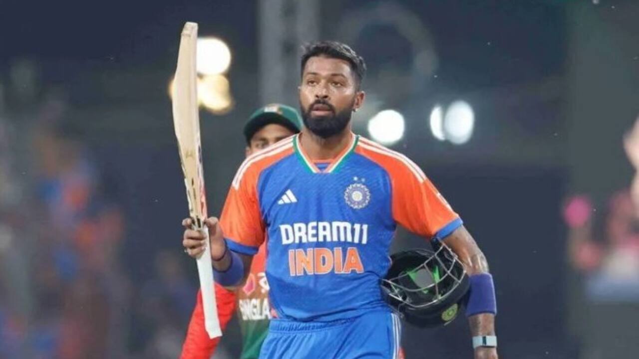 Pandya batting during a T20I