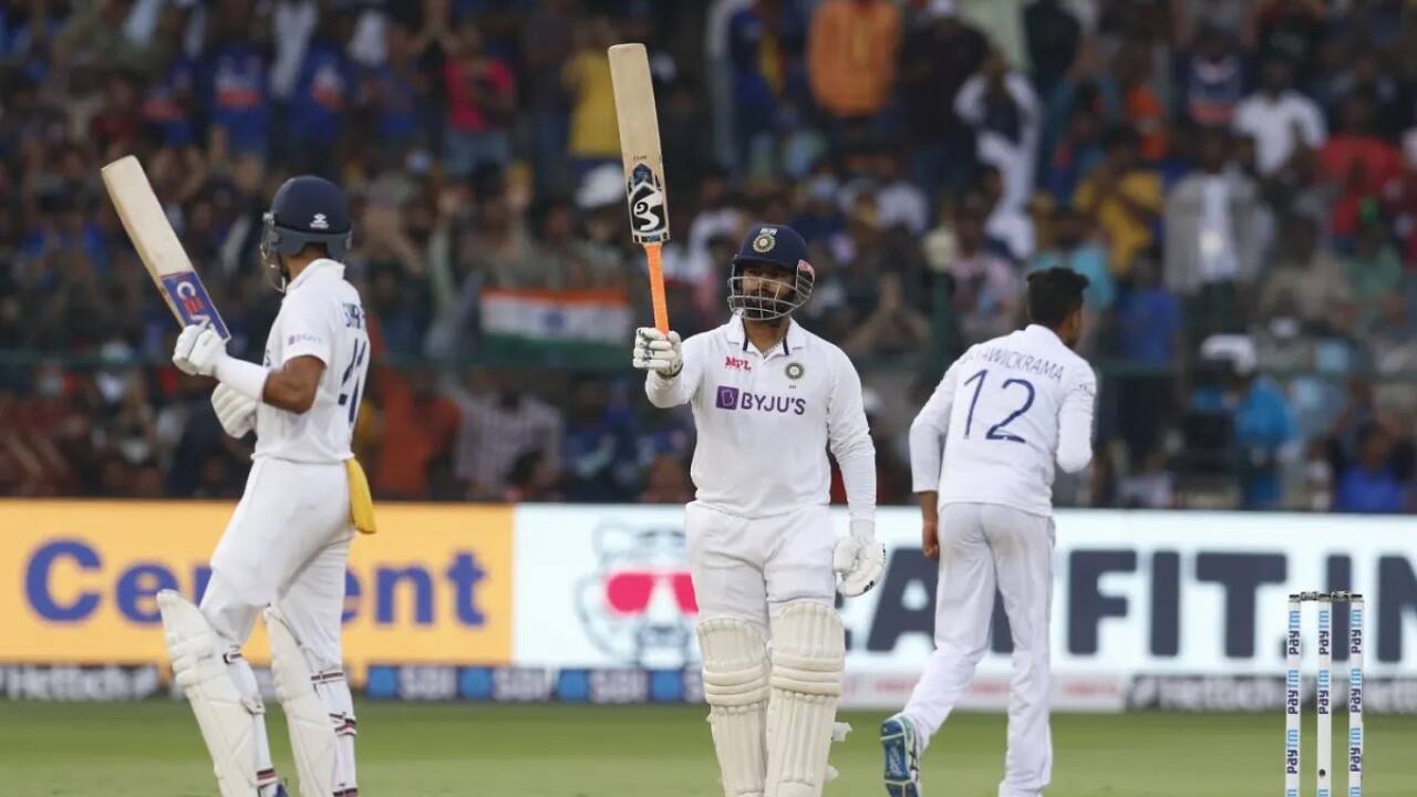 Pant scoring a half-century during a Test match