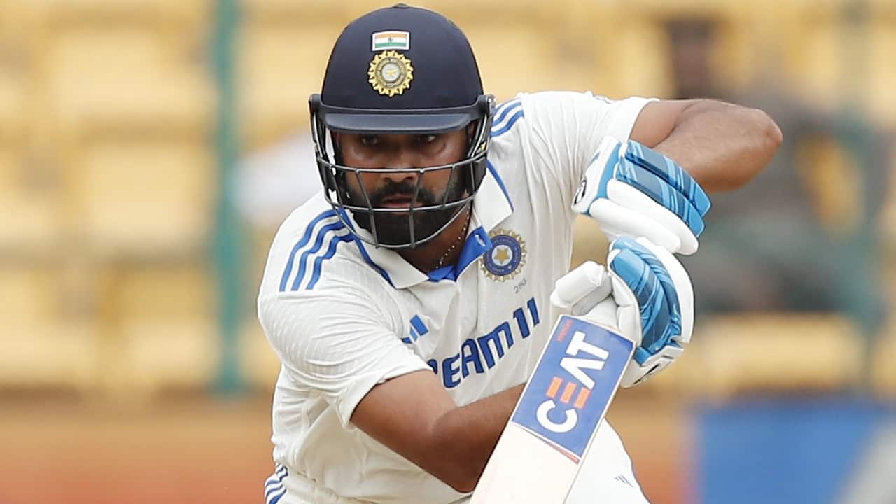 Rohit batting during a Test match