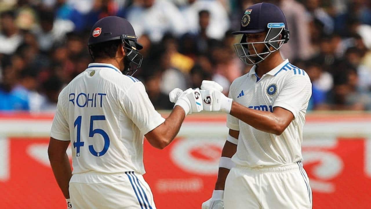 Rohit and Jaiswal batting during a Test match