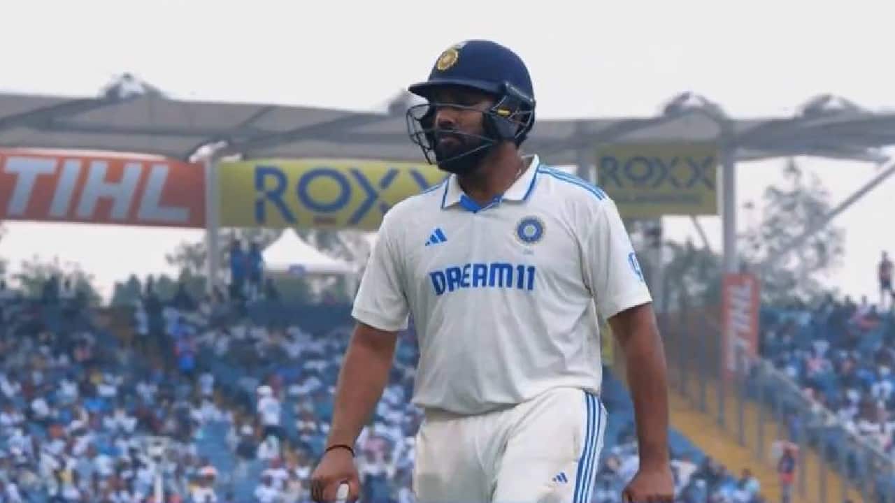 Rohit batting during a Test match