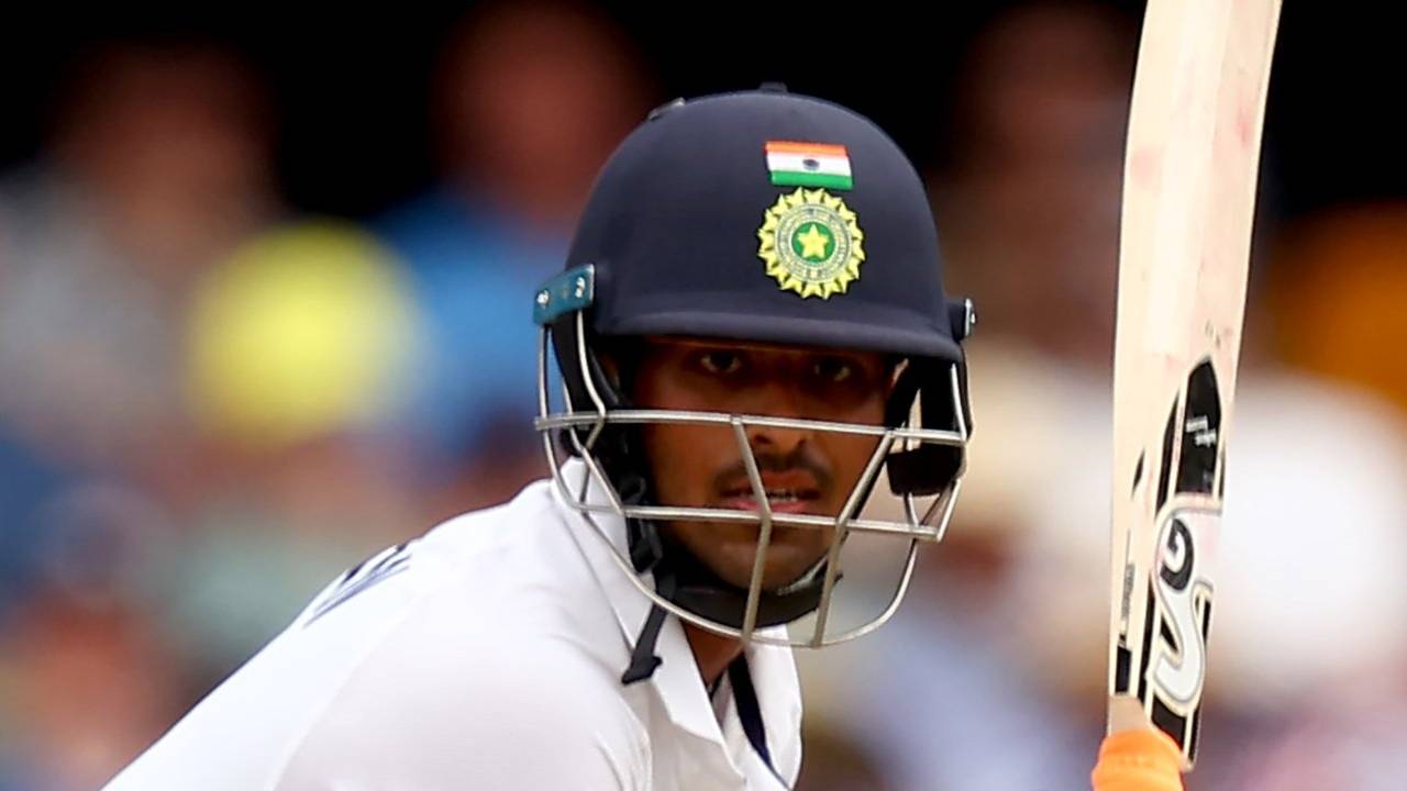 Sundar batting during a Test match