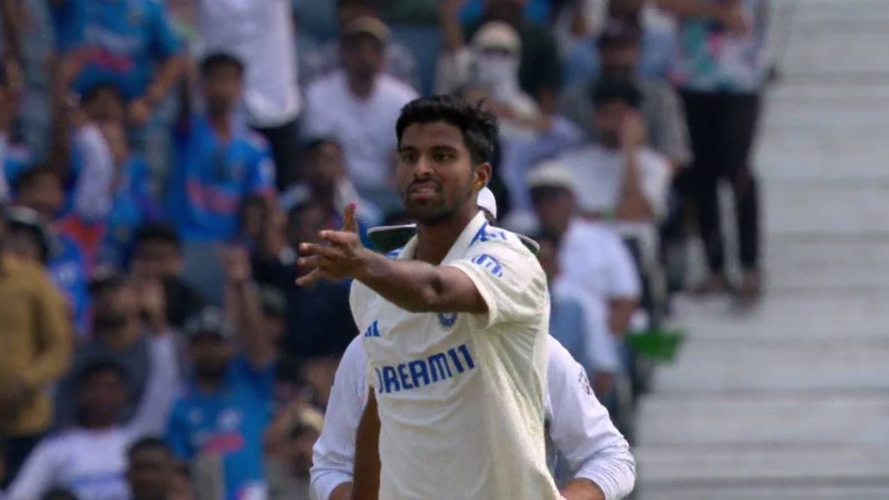 Sundar taking a wicket against New Zealand