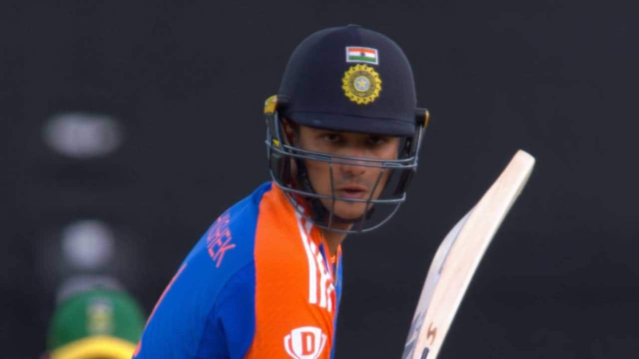 Abhishek batting during a T20I