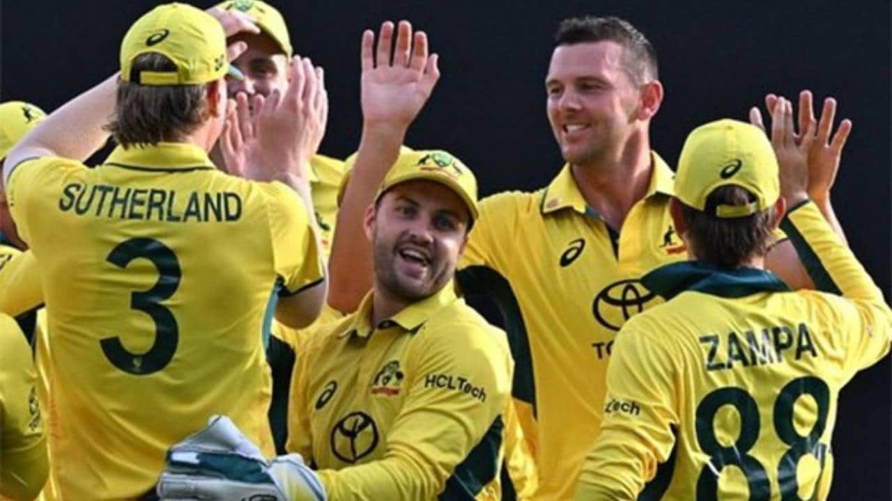 Australian team during an ODI