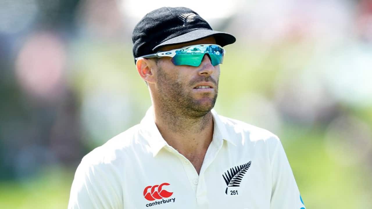 Bracewell fielding during a Test match