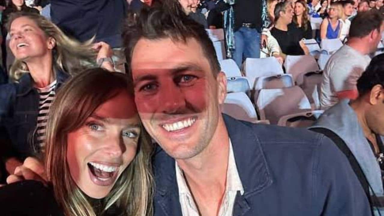 Pat Cummins with his wife at the Coldplay concert